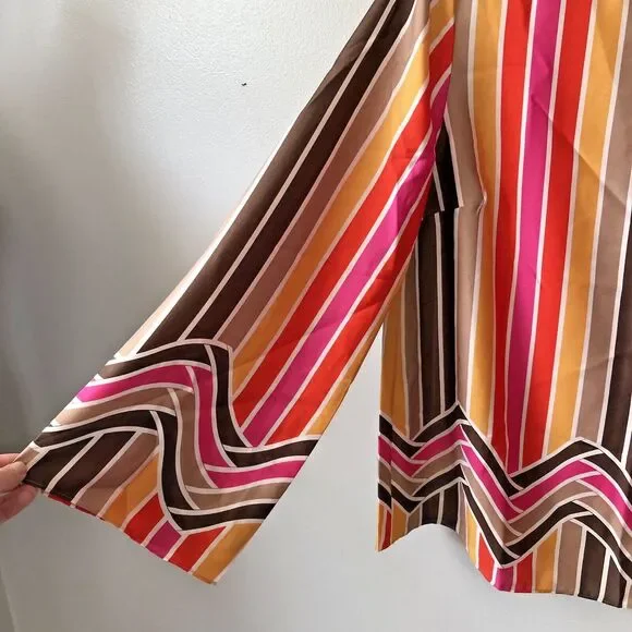 Trina Turk Dawn Top Womens Large Retro Stripe Mod 60s 70s Colorful Disco Party - Picture 3 of 11
